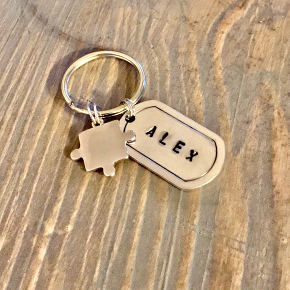 handmade Accessories - Hand stamped custom Autism support keychain handmade Accessories - Hand stamped custom Autism support keychain